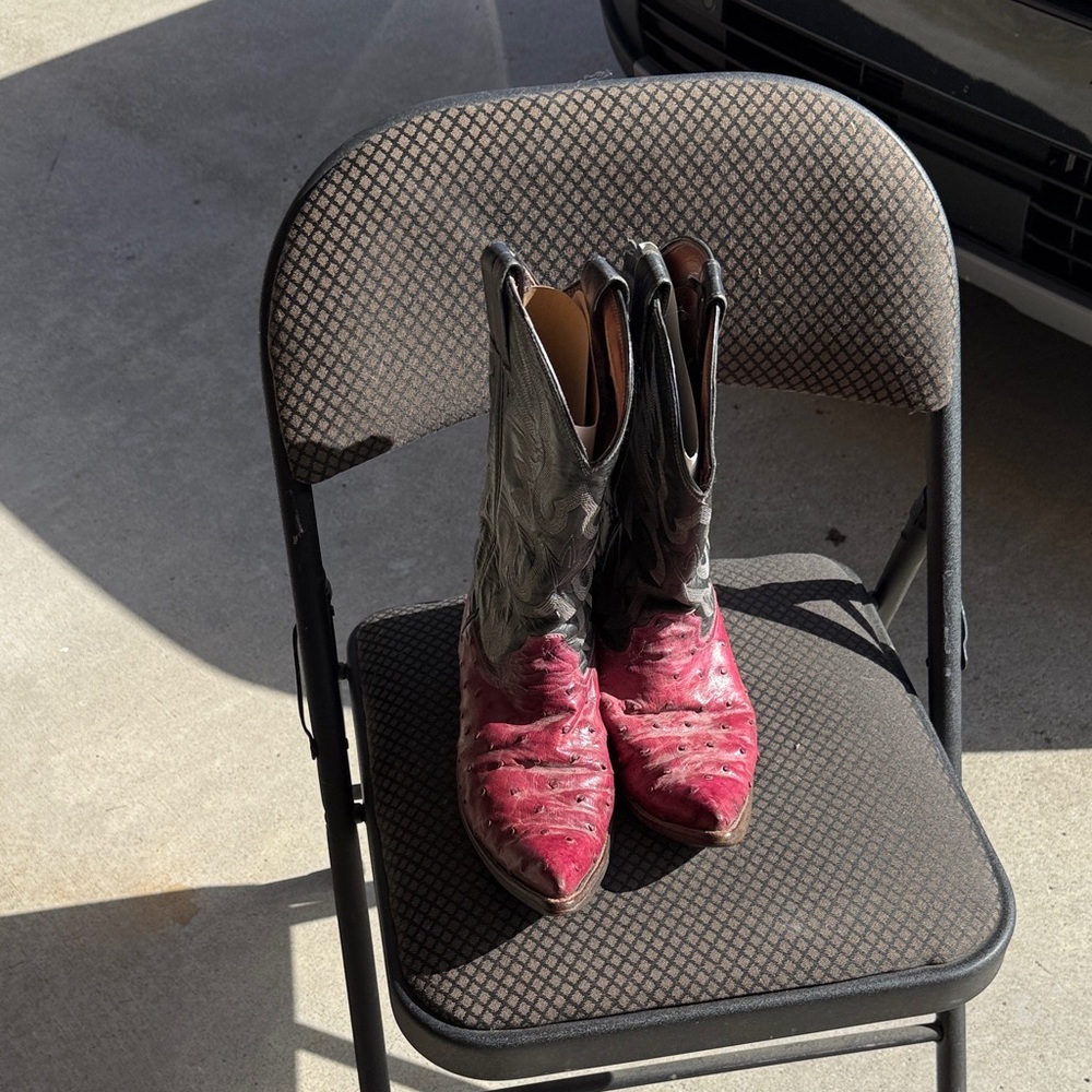 Tony Lama Pink and Black Heeled Boots